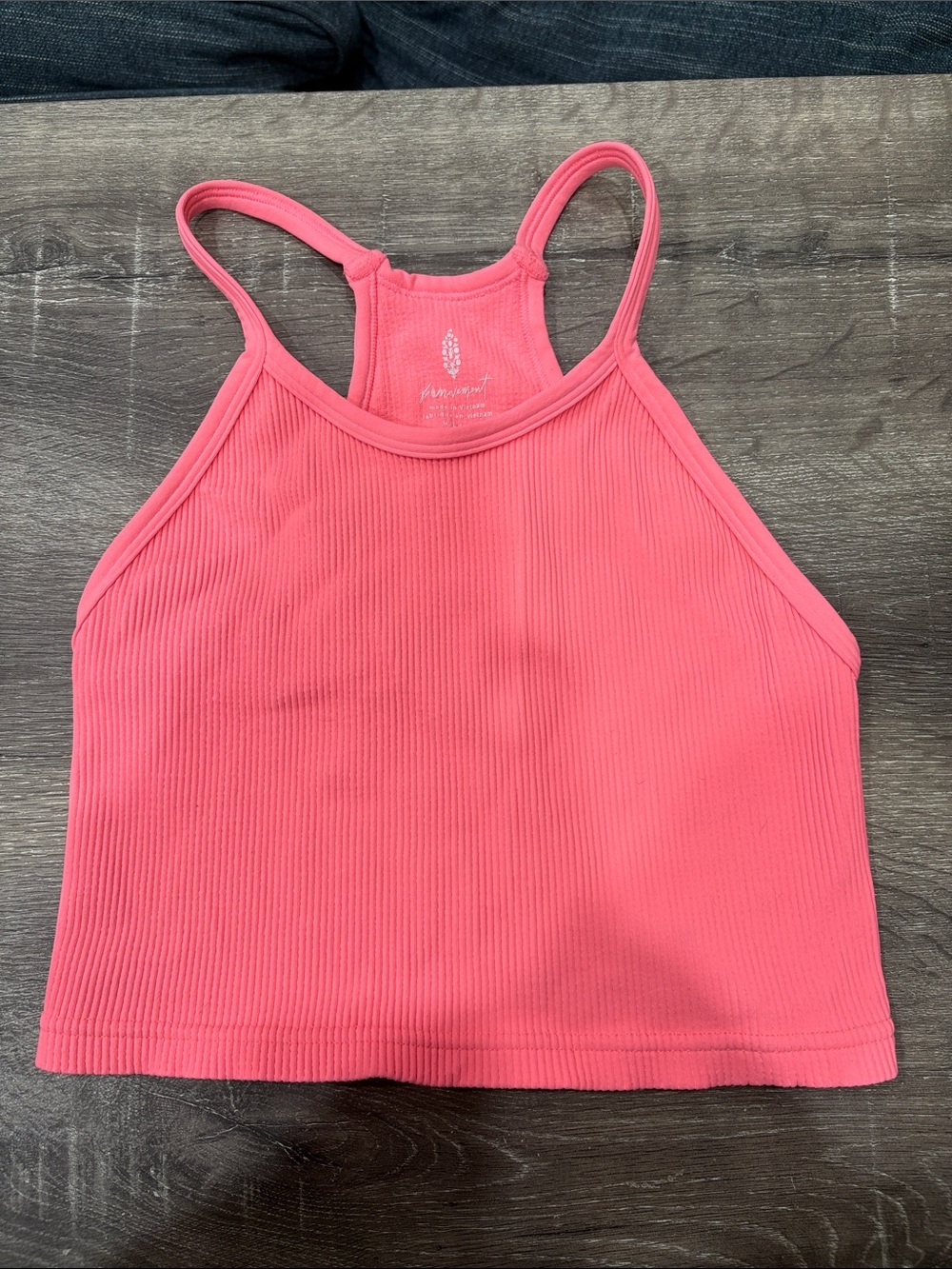 Free People Ribbed High-Neck Bandeau Crop - Coral